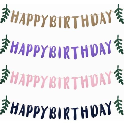 3M Happy Birthday Bunting Banner with Leaves Party Paper Garland Birthday Party Hanging Flags Decoration Baby Shower Supplies 8z