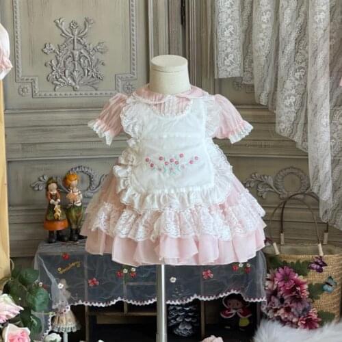3PCS Summer Spanish Turkey Ball Gown Lace Embroidery Sweet Cute Birthday Party Easter Princess Lolita Dresses For Girl A451