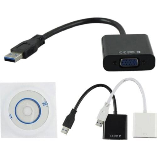50pcs USB 3.0 to VGA Video Graphic Card LCD Display External Cable Adapter with CD Driver for Win 7/8