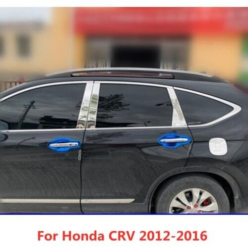 6pcs Chrome Stainless Steel Car B-Pillar B Pillar Sticker Cover Styling Moulding Trim for Honda CRV 2012 2013 2014 2015 2016