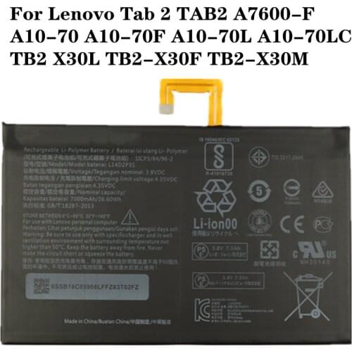 7000mAh L14D2P31 Battery For Lenovo Tab 2 TAB2 A7600-F A10-70 A10-70F A10-70L A10-70LC TB2 X30L TB2-X30F TB2-X30M Tablet Battery