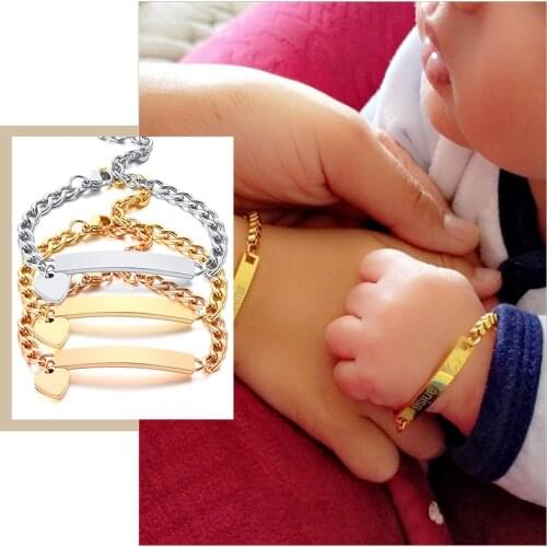 Personalized Baby Mom Bracelets, Length Adjustable Stainless Steel Link Chain Bracelet, New Born Baby Boys Girls Custom Gift