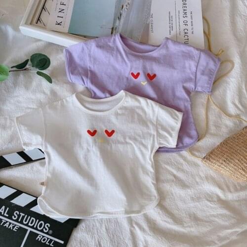 Childrens clothing girls t-shirt short-sleeved summer 2021 new foreign style Korean tops girls children P4360