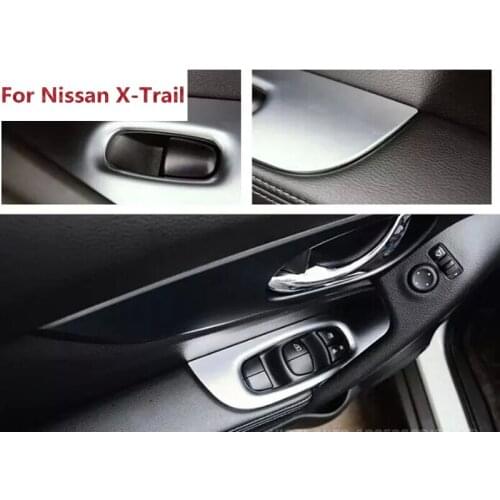 For nissan Rogue X-Trail 2014 2015 2016 ABS Chrome Interior Door Armrest Cover Trim Window Switch Button Molding Sticker Bezel