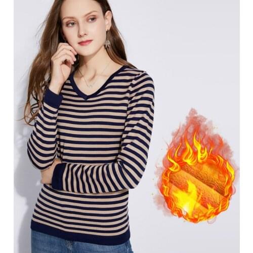 European American New Autumn and Winter Plus Velvet Long-sleeved Base Sweater Fashion Trend Slim All-match Womens Pullover Top