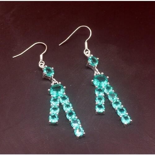 Gemstonefactory Big Promotion Single Unique 925 Silver Special Green Topaz Dangle Drop Earrings Jewelry for Women Mom 20213726