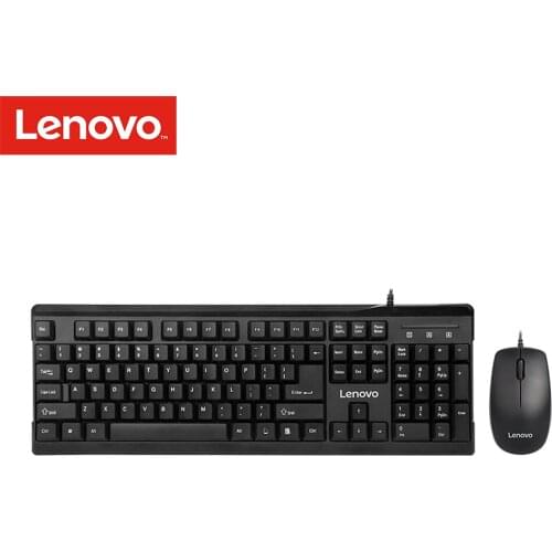 Lenovo MK618 Wired Keyboard Mouse Combo Ergonomic Desktop Full Size USB Mouse Keyboard Set with Number Pad 1000DPI Optical Mouse