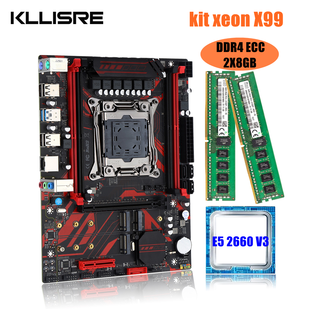 Kllisre X99 motherboard set Xeon E5 2660 V3 LGA2011-3 CPU 2pcs X 8GB =16GB 2666MHz DDR4 memory