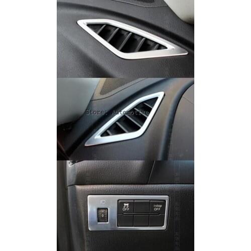 For Mazda 3 Axela 2014 2015 2016 Chrome Dashboard Air Vent Outlet Cover Light Switch Button Panel Trim Garnish Frame Bezel 3pcs