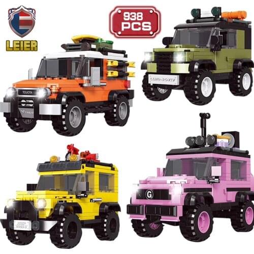 Leier 938pcs Ideas Building Blocks Super Car Technical Speed SUV Model DIY 4 In 1 Car Club Bricks Toys Birthday Gift for Boys