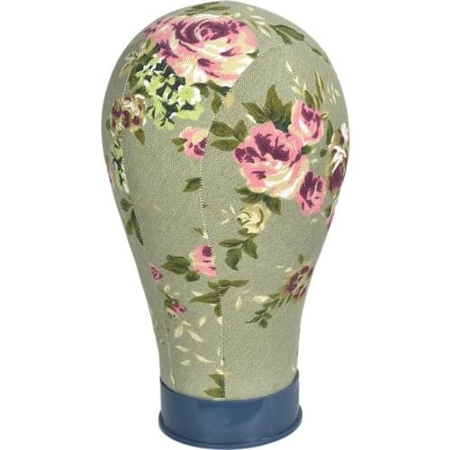 Pink Flower Canvas Block Manikin Mannequin Head Model For Hair Extension Toupee Lace Wig Making Styling Cap Display Stand