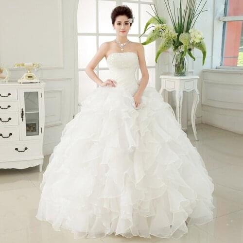 New 3D waist Slim Ruffles Pearls Wedding Dresses 2020 Sweetheart Ball Gown Vestido De Noiva Bride Dress floor length