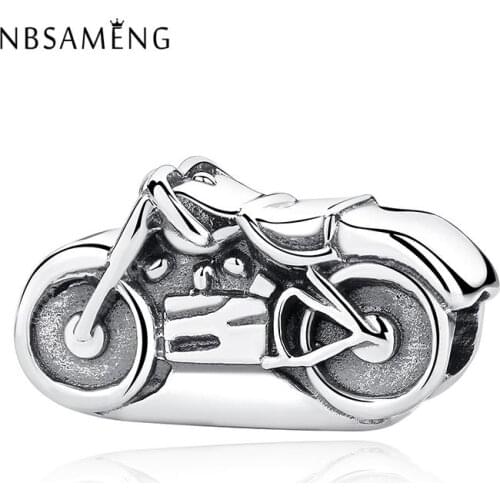 Original 100% 925 Sterling Silver Bead Antique Motorcycle Charm Beads Fit Original Bracelets Beads For Jewelry Making