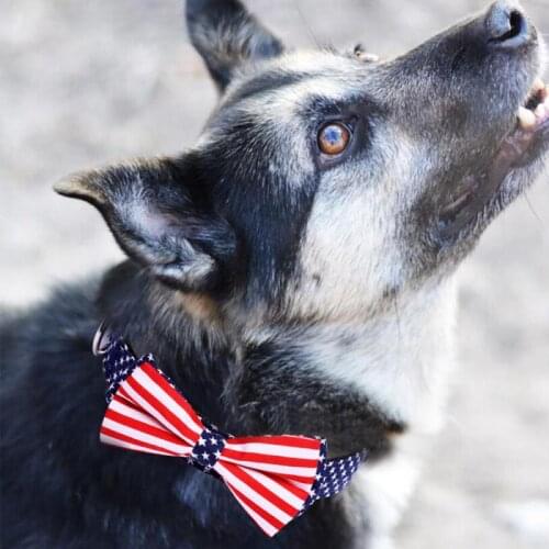 1 Pcs 3 Size Bow Pet Collar New American Flag Collar Printed Cat Dog Bow Tie Blueberry Pet Bow Tie Dog Collars Adjustment