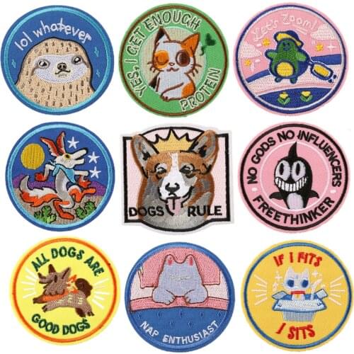 1pcs mix Circular Insignia Patches for Clothing Iron on Embroidered Sew Applique Cute Fabric Badge Garment Apparel Accessories