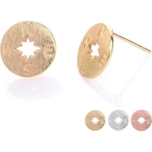 Wholesale 10Pairs Brushed Compass Studs Earrings Prirates Fashion Studs Jewelry Mix Color