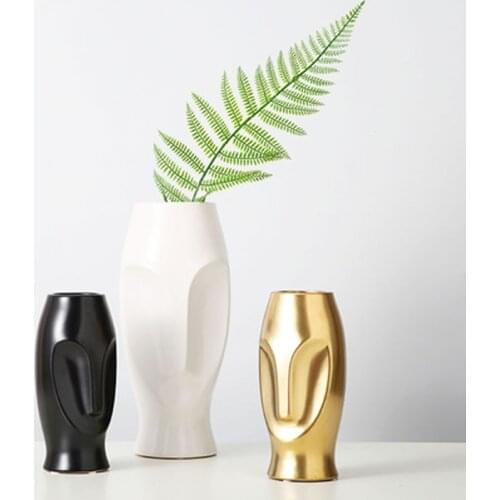 Nordic Abstract Ceramic Vase Human Face Creative Display Room Decorative Figue Head Shape Vase wedding decoration handicraft