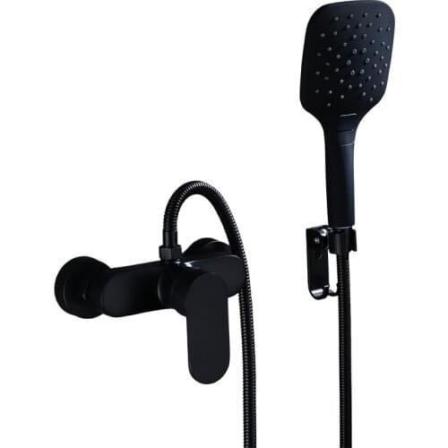 Bathroom Bathtub Shower Faucet Set Black Wall Mount Rainfall Shower Head 1 Handle Shower Faucets Mixer Tap