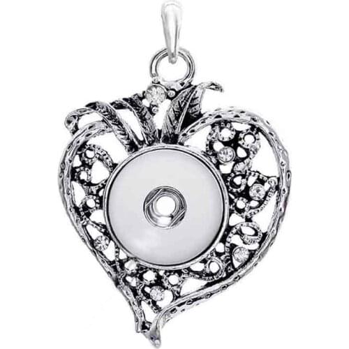 Rhinestones Heart 160 Ginger 18mm Snap Button Jewelry Pendants Necklace Interchangeable Charm Jewelry For Women gift