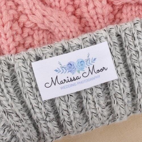 Text Custom, Personalised Cotton Fabric End Fold Labels, Fabric Tags, Sewing Labels, Name Labels(MD2048)