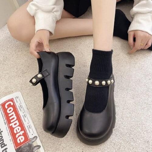 Mary Jane shoes small leather shoes female summer new pearl wild retro British style Japanese jk single shoes
