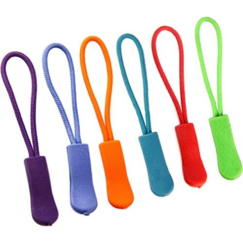 6Pcs Zipper Pull Puller End Fit Rope Tag Fixer Zip Cord Tab Replacement Clip slider Buckle Rope 15 Color