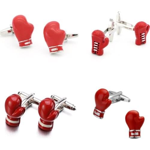 10pairs/lot Sport Red Boxing Gloves Cufflinks Copper Plating Cuff Links Mens Jewelry Accessory Wholesale