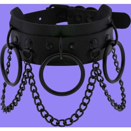 Women leather choker Collar Sexy punk Black Chain Necklace Goth BDSM Bondage Jewelry Necklaces For Women Harajuku