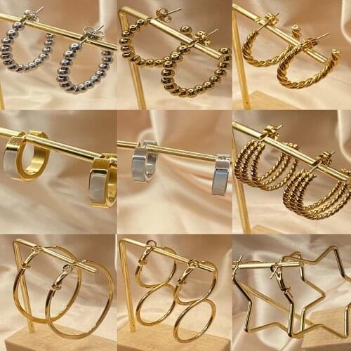 Aretes De Mujer Gold Earrings for Women Vintage Korean Fashion Geometry Circle Statement Earrings brincos feminino