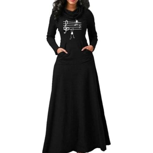 Music Notes Long Sleeve Woman Dress Fit and Flare Vintage Ladies Office Work Elegant Dresses Casual Party Vestido clothing