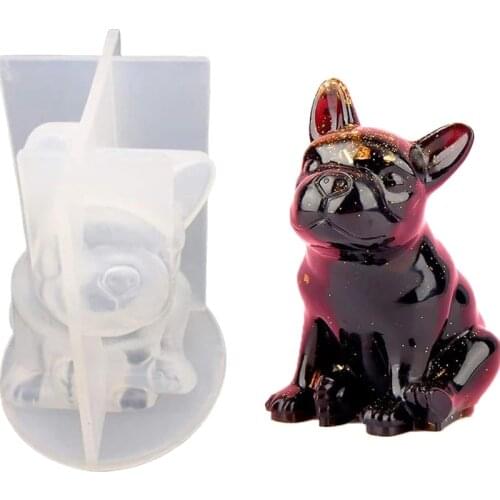 1PCS 3D French Bulldog Epoxy Silicone Mold DIY Crafts Decorations Car Decoration Accessories Home Ornaments