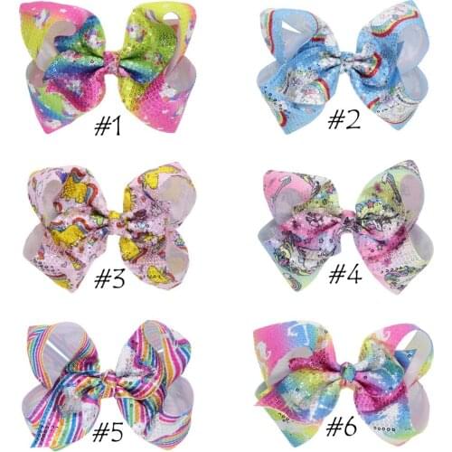 10 pcs/lot, 7 inch Extra Large Unicorn Sequin Bow Hair Clips , Children Girls Unicorn Hair Bow Clip Birthday Party Gift