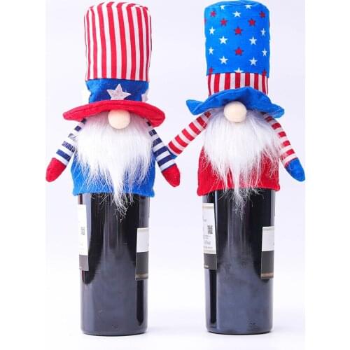 12 PCS Independence Day Decorative Gnomes Wine Bottle Topper Cover Patriotic 4th of July Holiday Decorations Wholesale X2