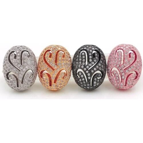 17*14*6mm Micro Pave Clear CZ Oval Of Piercing Filigree Flat Beads Fit For Making DIY Bracelets Or Necklaces Jewelry