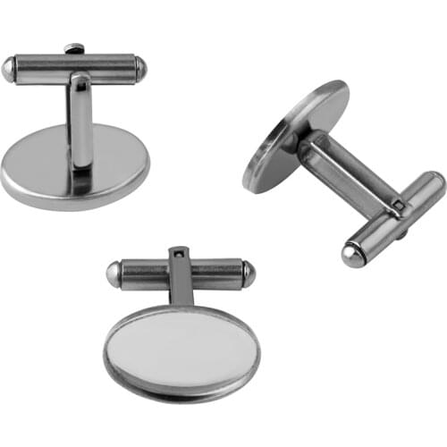 2pcs 13*18mm Cuff links Oval Stainless Steel Cufflink Blanks Backs For DIY Glass Cabchon Jewelry Findings