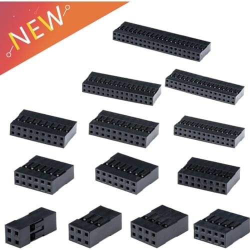 20pcs 2.54mm 2x2/3/4/5/6/7/8/9/10/13/15/16/20Pin Double base Pitch Double Row Connector Shell Plug Jumper Wire Cable Pin Header