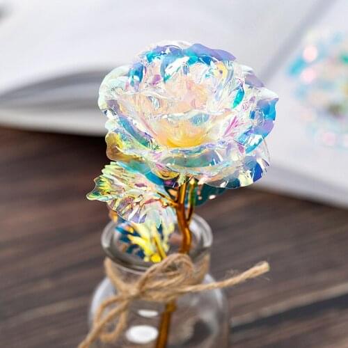 24K Gold Leaf Rose Colorful Luminous Artificial LED Light Flower Girls Simulation Bouquet Without Unique Gifts Box
