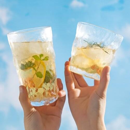 310/370ml Creative Transparent Glass Water Cup Cocktail Cups Matte Surface Party Beer Glass Household Teacup