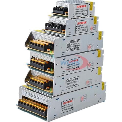 AC100-240V to DC5V Lighting LED Switching power supply 3A 4A 5A 6A 8A 10A 12A 15A 20A 30A 40A 60A 70A LED Strip Power Adapter