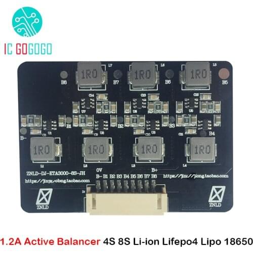 1.2A Active Equalizer Balancer 4S 8S Li-ion Lifepo4 Lipo 18650 Lithium Battery Energy Transfer Active Balance Board BMS 12V 24V