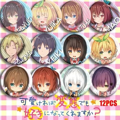 Anime Kawaikereba Hentai Demo Suki Ni Natte Kuremasuka? Mizuha Kiryu Cosplay Badge Collect Bags Badge Button Pins Brooch Gifts