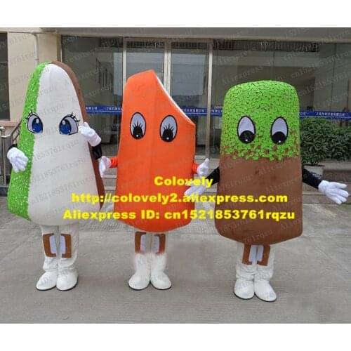 Authentic Colorful Popsicle Ice Cream Bar Ice-lolly Ice Candy Mascot Costume Cartoon Character Mascotte White Gloves ZZ1841 FS