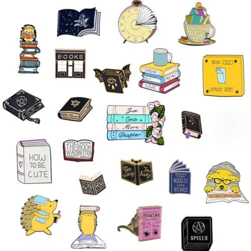 Books Theme Series Enamel Pins "BOOKS ARE MAGIC" Backpack Brooches Badges Wholesale Pins Gifts for Students Friends