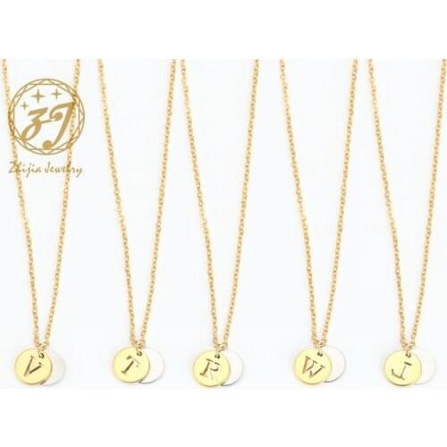 Tiny gold Sliver initial necklace letter necklace Stainless steel necklaces Personalized pendant for women girls birthday gift