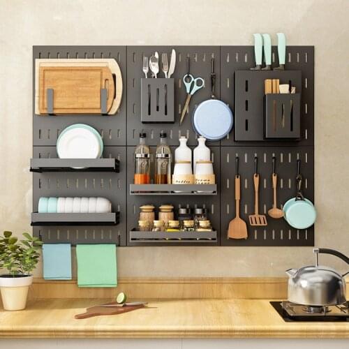 Black Stainless Steel No Drilling Wall Mount Kitchen Storage Rack Dish Drainer Plate Drying Shelf Hooks Cutlery Holder Oragnizer