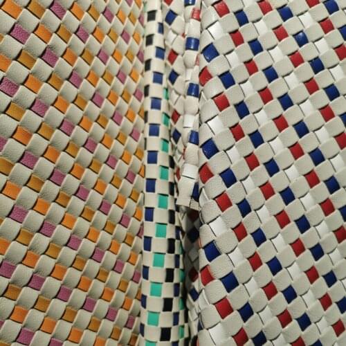 Genuine Cow Leather Pieces New Colorful Hand Knitting Cowhide First Layer of Leather Woven Fabric Diy Leather Craft for Handbag