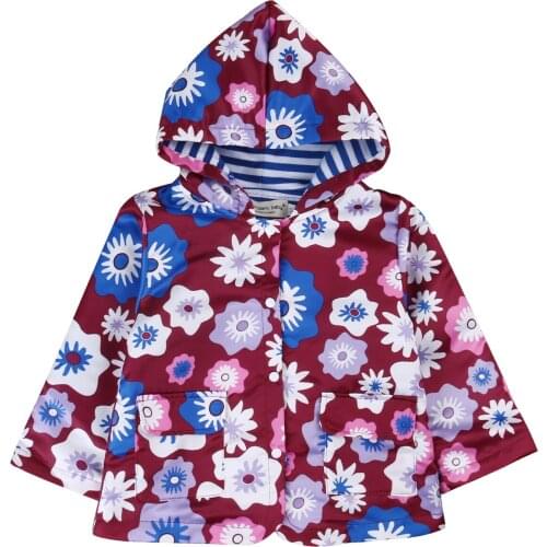 Pudcoco Baby Kid Girl Trench Coat Fall Floral Top Children Round Collar Long Sleeve Buttons Hat Side Pockets Clothes