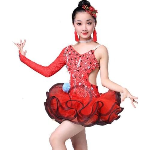 Tassel Childrens Professional Latin Dance Dress Girls Modern Dance Performance Clothes Latin Competition Costumes