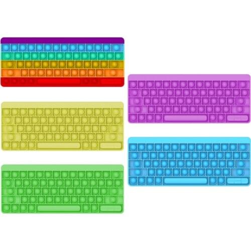 Keyboard Design Push Pop Bubble Fidget Sensory Toys Rainbow Silicone Fidget Toys Stress Relief Toys for Special Needs Kids Adult