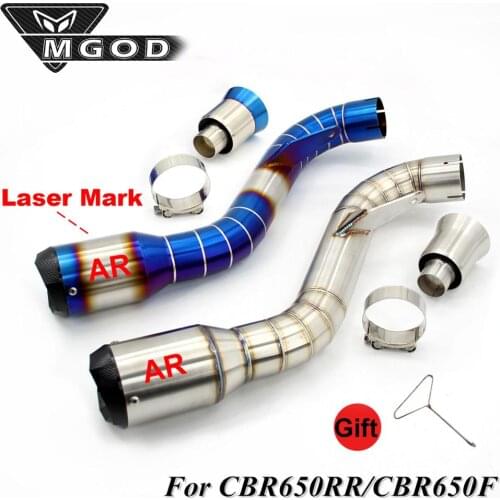 For Honda CBR650F CBR650RR 2014 2015 2016 2017 2018 Escape Moto Slip-On Middle Link Pipe Racing Modified CBR 650F 650 Bike Elbow